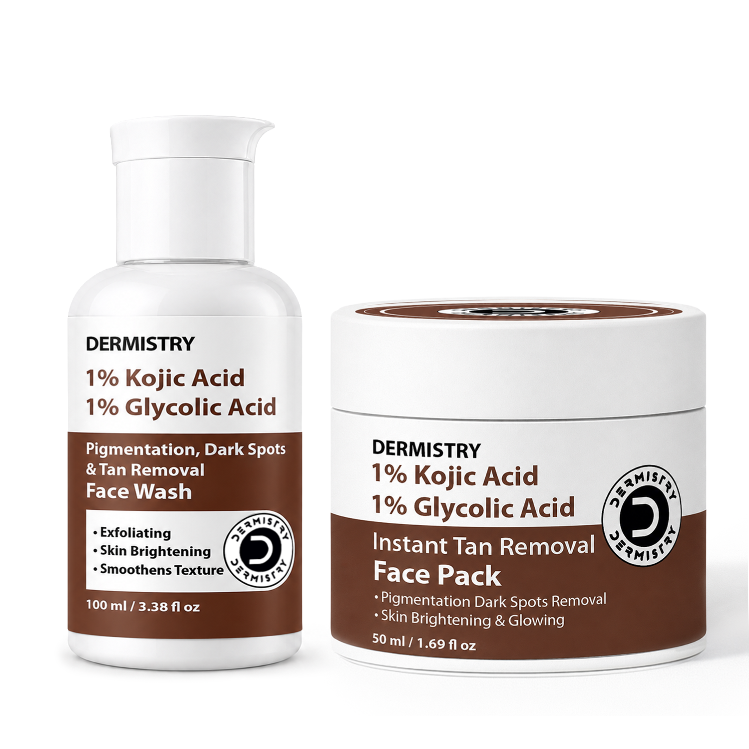 Kojic Acid & Glycolic Acid Tan Removal Wash + Pack Combo